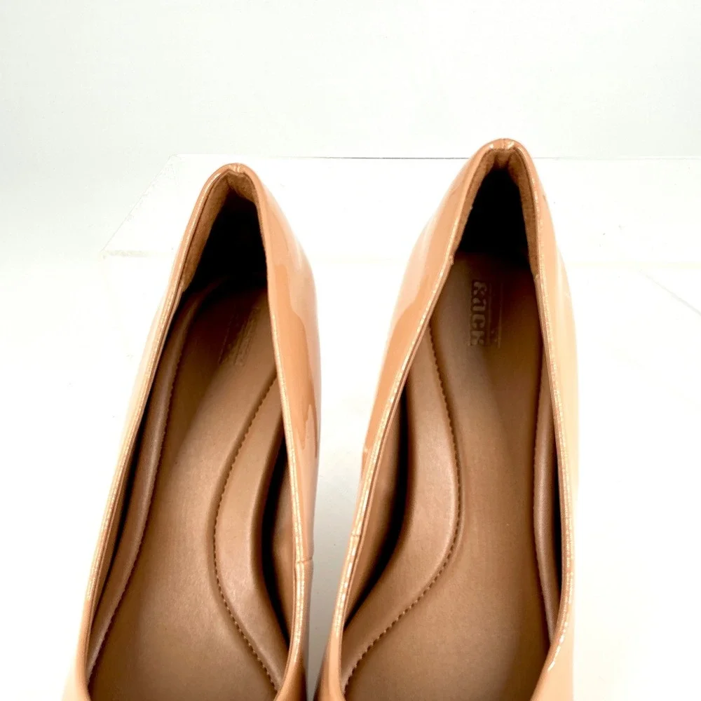 Nordstrom Rack Size 8.5 Pointed Pump Tan Patent Nude Stiletto Heel NEW Paige $99